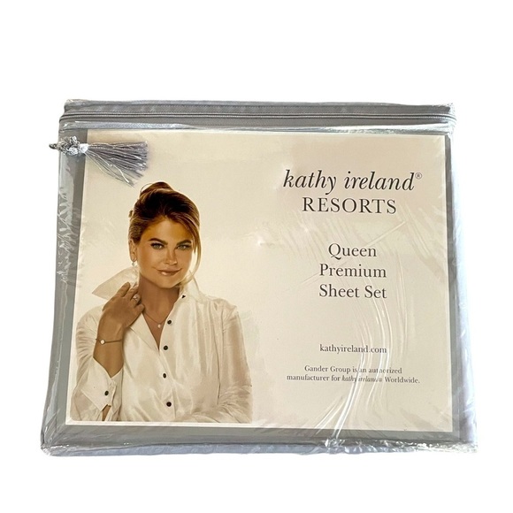 NIB KATHY IRELAND RESORTS Gray Queen Premium Sheet Set Bedding Set - Picture 2 of 3
